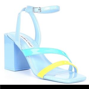 Chelsea & Violet Holli Patent Color Block Ankle Strap Sandals Sz 8